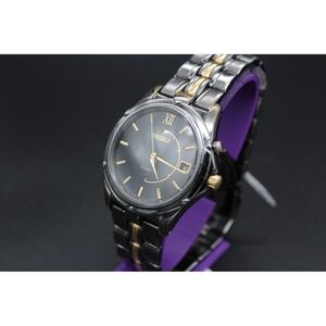 Seiko Kinetic 5M42-0M29 Two-Tone Black Dial – New Capacitor, Runs Strong